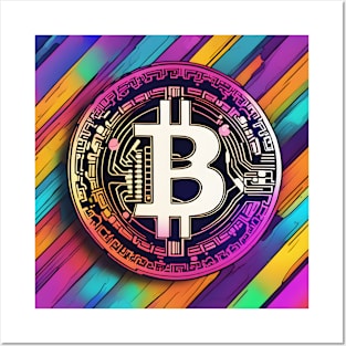 Bitcoin colorful Posters and Art